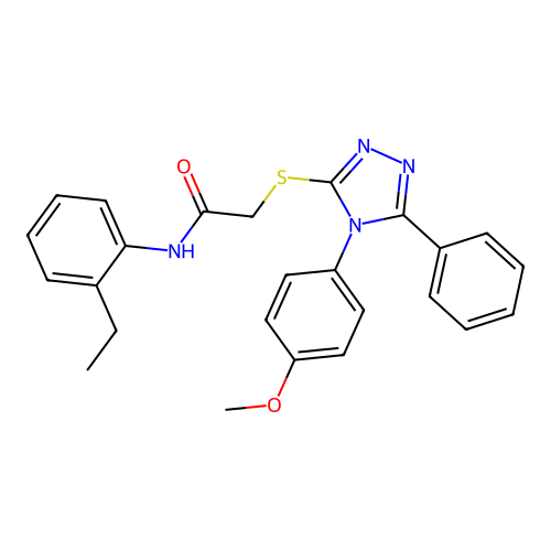 N-(2-ethylphenyl)-2-[[4-(4-methoxyphenyl)-5-phenyl-1,2,4-triazol-3-yl]sulfanyl]acetamide structure