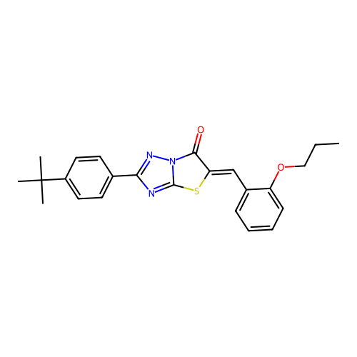(5Z)-2-(4-tert-butylphenyl)-5-(2-propoxybenzylidene)[1,3]thiazolo[3,2-b][1,2,4]triazol-6(5H)-one structure