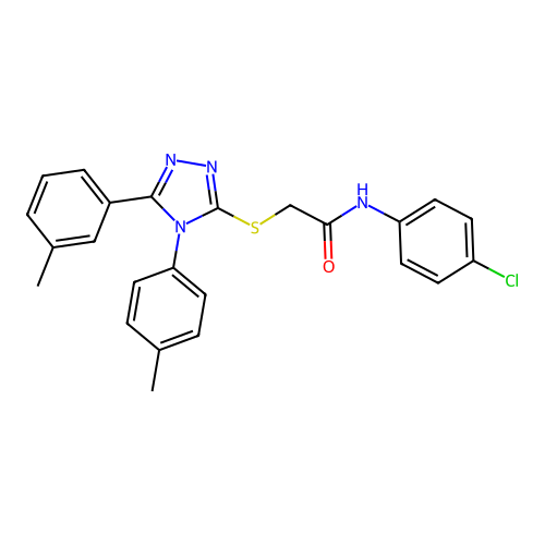 N-(4-chlorophenyl)-2-[[5-(3-methylphenyl)-4-(4-methylphenyl)-1,2,4-triazol-3-yl]sulfanyl]acetamide structure