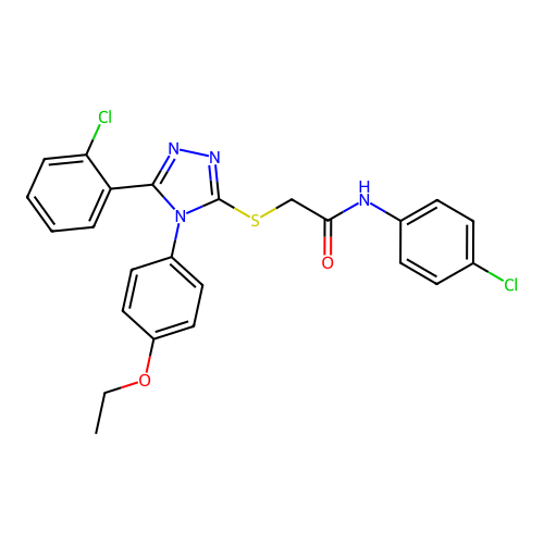N-(4-chlorophenyl)-2-[[5-(2-chlorophenyl)-4-(4-ethoxyphenyl)-1,2,4-triazol-3-yl]sulfanyl]acetamide structure