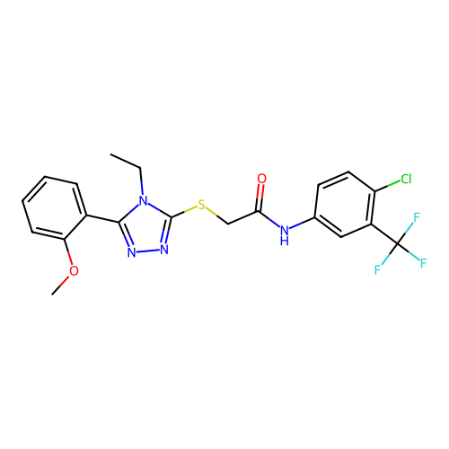 N-[4-chloro-3-(trifluoromethyl)phenyl]-2-{[4-ethyl-5-(2-methoxyphenyl)-4H-1,2,4-triazol-3-yl]sulfanyl}acetamide structure
