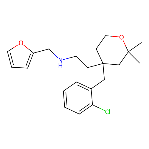 2-[4-(2-chlorobenzyl)-2,2-dimethyltetrahydro-2H-pyran-4-yl]-N-(furan-2-ylmethyl)ethanamine structure