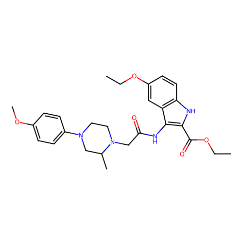 ethyl 5-ethoxy-3-({[4-(4-methoxyphenyl)-2-methylpiperazin-1-yl]acetyl}amino)-1H-indole-2-carboxylate structure