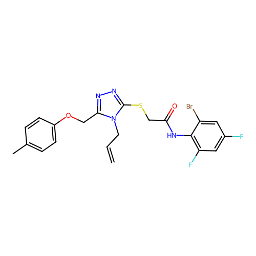 2-((4-allyl-5-((p-tolyloxy)methyl)-4H-1,2,4-triazol-3-yl)thio)-N-(2-bromo-4,6-difluorophenyl)acetamide structure