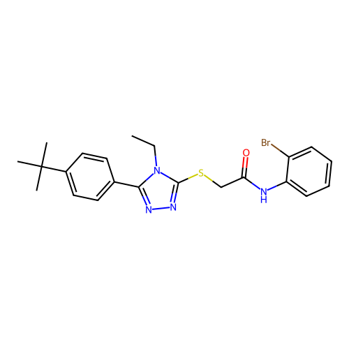 N-(2-bromophenyl)-2-{[5-(4-tert-butylphenyl)-4-ethyl-4H-1,2,4-triazol-3-yl]sulfanyl}acetamide structure