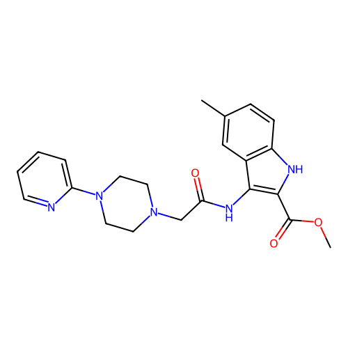 Methyl 5-methyl-3-[[2-(4-pyridin-2-ylpiperazin-1-yl)acetyl]amino]-1H-indole-2-carboxylate structure
