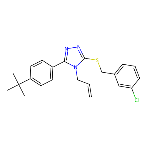 3-(4-tert-butylphenyl)-5-[(3-chlorophenyl)methylsulfanyl]-4-prop-2-enyl-1,2,4-triazole structure