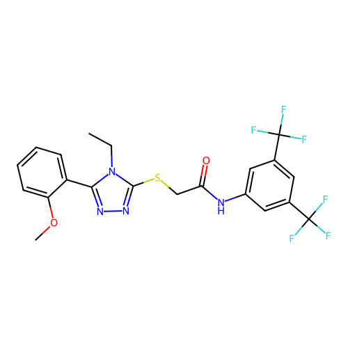 N-(3,5-bis(trifluoromethyl)phenyl)-2-((4-ethyl-5-(2-methoxyphenyl)-4H-1,2,4-triazol-3-yl)thio)acetamide structure