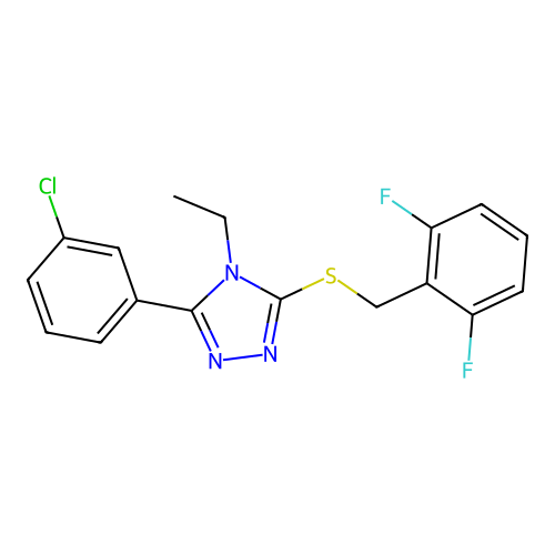 3-(3-chlorophenyl)-5-[(2,6-difluorobenzyl)sulfanyl]-4-ethyl-4H-1,2,4-triazole structure