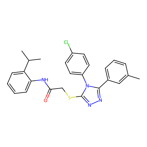 2-{[4-(4-chlorophenyl)-5-(3-methylphenyl)-4H-1,2,4-triazol-3-yl]sulfanyl}-N-[2-(propan-2-yl)phenyl]acetamide structure