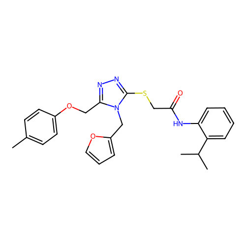 2-((4-(furan-2-ylmethyl)-5-((p-tolyloxy)methyl)-4H-1,2,4-triazol-3-yl)thio)-N-(2-isopropylphenyl)acetamide structure