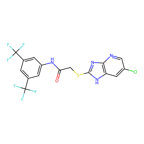 C16H9ClF6N4OS structure