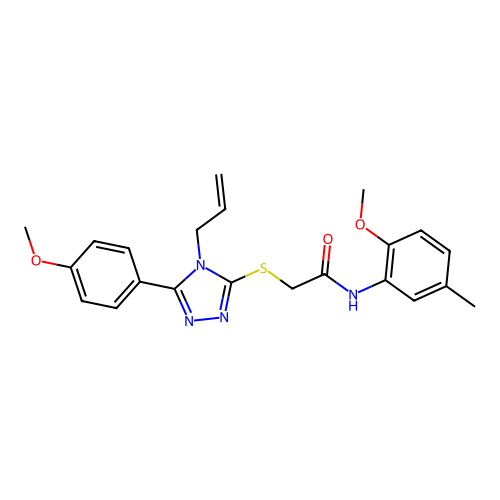N-(2-methoxy-5-methylphenyl)-2-{[5-(4-methoxyphenyl)-4-(prop-2-en-1-yl)-4H-1,2,4-triazol-3-yl]sulfanyl}acetamide structure