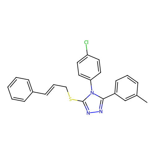 4-(4-chlorophenyl)-3-(3-methylphenyl)-5-{[(2E)-3-phenylprop-2-en-1-yl]sulfanyl}-4H-1,2,4-triazole structure