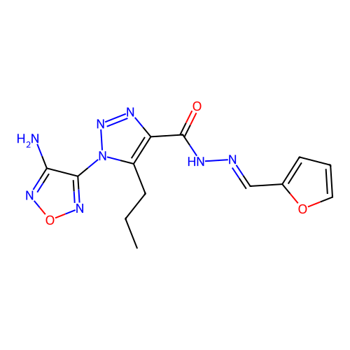 (E)-1-(4-amino-1,2,5-oxadiazol-3-yl)-N'-(furan-2-ylmethylene)-5-propyl-1H-1,2,3-triazole-4-carbohydrazide structure