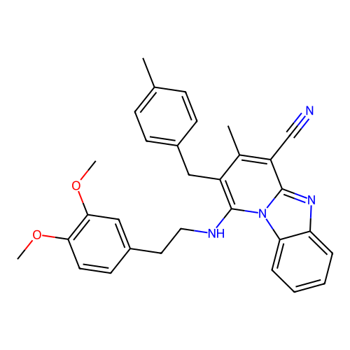 1-((3,4-dimethoxyphenethyl)amino)-3-methyl-2-(4-methylbenzyl)benzo[4,5]imidazo[1,2-a]pyridine-4-carbonitrile structure