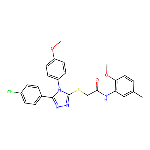 2-{[5-(4-chlorophenyl)-4-(4-methoxyphenyl)-4H-1,2,4-triazol-3-yl]sulfanyl}-N-(2-methoxy-5-methylphenyl)acetamide structure