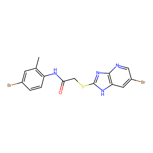 2-[(6-bromo-1H-imidazo[4,5-b]pyridin-2-yl)sulfanyl]-N-(4-bromo-2-methylphenyl)acetamide structure