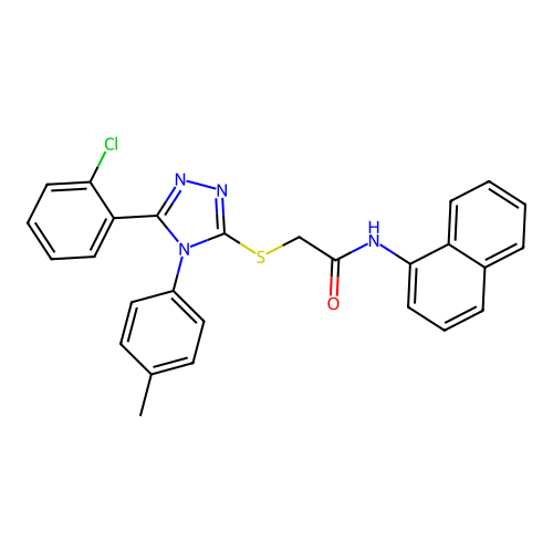 2-((5-(2-chlorophenyl)-4-(p-tolyl)-4H-1,2,4-triazol-3-yl)thio)-N-(naphthalen-1-yl)acetamide structure