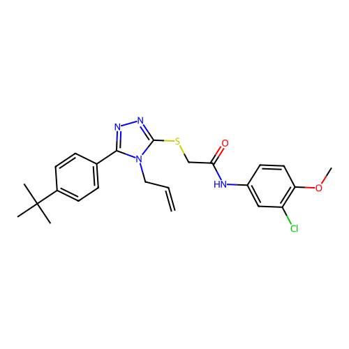 2-{[5-(4-tert-butylphenyl)-4-(prop-2-en-1-yl)-4H-1,2,4-triazol-3-yl]sulfanyl}-N-(3-chloro-4-methoxyphenyl)acetamide structure