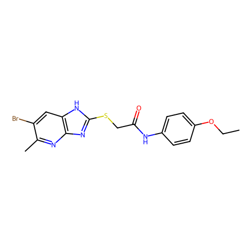 2-[(6-bromo-5-methyl-1H-imidazo[4,5-b]pyridin-2-yl)sulfanyl]-N-(4-ethoxyphenyl)acetamide structure