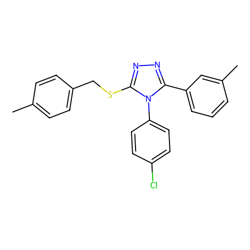4-(4-chlorophenyl)-3-((4-methylbenzyl)thio)-5-(m-tolyl)-4H-1,2,4-triazole structure