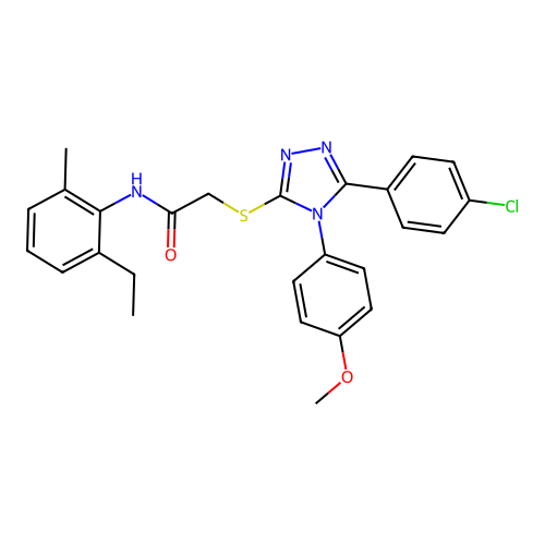 2-{[5-(4-chlorophenyl)-4-(4-methoxyphenyl)-4H-1,2,4-triazol-3-yl]sulfanyl}-N-(2-ethyl-6-methylphenyl)acetamide structure