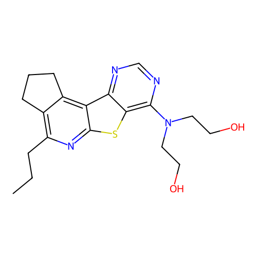 2,2'-((4-propyl-2,3-dihydro-1H-cyclopenta[4',5']pyrido[3',2':4,5]thieno[3,2-d]pyrimidin-7-yl)azanediyl)diethanol structure