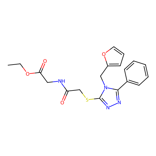 ethyl 2-(2-((4-(furan-2-ylmethyl)-5-phenyl-4H-1,2,4-triazol-3-yl)thio)acetamido)acetate structure