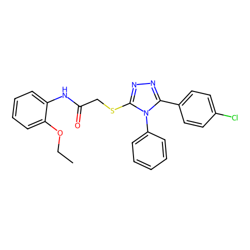 2-[[5-(4-chlorophenyl)-4-phenyl-1,2,4-triazol-3-yl]sulfanyl]-N-(2-ethoxyphenyl)acetamide structure