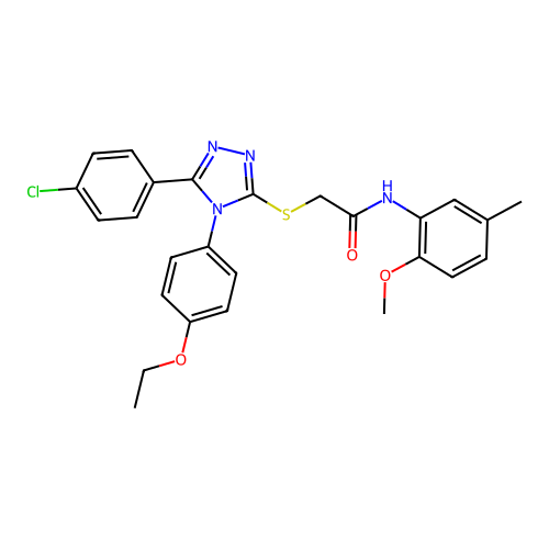 2-{[5-(4-chlorophenyl)-4-(4-ethoxyphenyl)-4H-1,2,4-triazol-3-yl]sulfanyl}-N-(2-methoxy-5-methylphenyl)acetamide structure