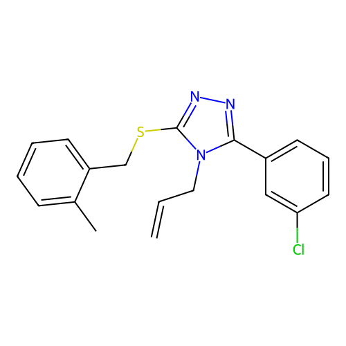 5-(3-Chlorophenyl)-3-[(2-methylphenyl)methylthio]-4-prop-2-enyl-1,2,4-triazole structure