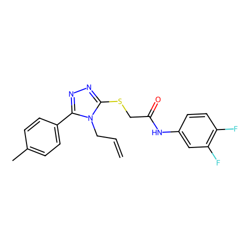 2-((4-allyl-5-(p-tolyl)-4H-1,2,4-triazol-3-yl)thio)-N-(3,4-difluorophenyl)acetamide structure