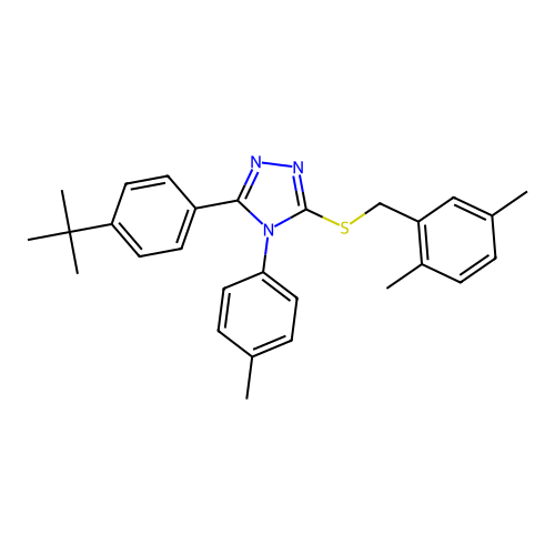 3-(4-(tert-butyl)phenyl)-5-((2,5-dimethylbenzyl)thio)-4-(p-tolyl)-4H-1,2,4-triazole structure
