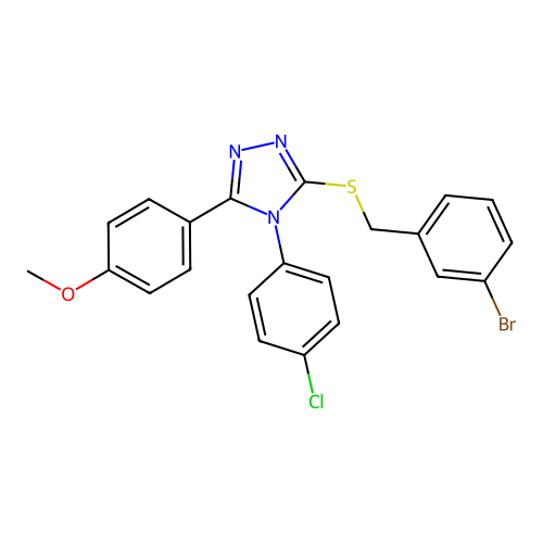 3-[(3-bromophenyl)methylsulfanyl]-4-(4-chlorophenyl)-5-(4-methoxyphenyl)-1,2,4-triazole structure