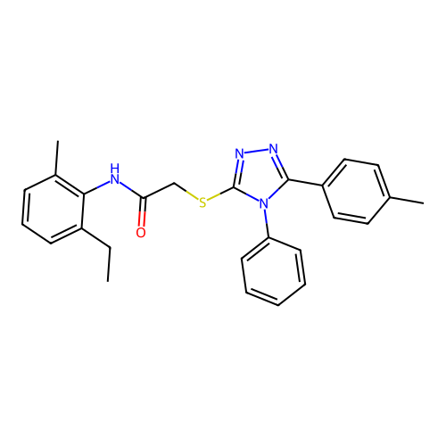 N-(2-ethyl-6-methylphenyl)-2-{[5-(4-methylphenyl)-4-phenyl-4H-1,2,4-triazol-3-yl]sulfanyl}acetamide structure
