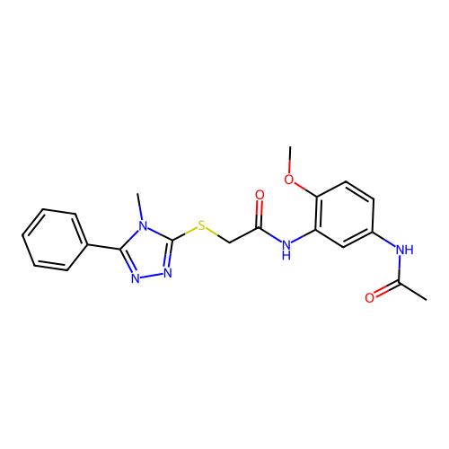 N-(5-acetamido-2-methoxyphenyl)-2-((4-methyl-5-phenyl-4H-1,2,4-triazol-3-yl)thio)acetamide structure
