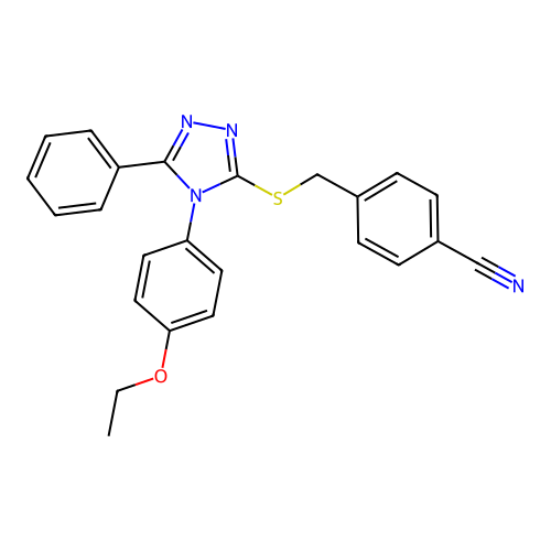 4-({[4-(4-ethoxyphenyl)-5-phenyl-4H-1,2,4-triazol-3-yl]sulfanyl}methyl)benzonitrile structure