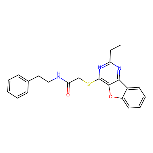 2-((2-ethylbenzofuro[3,2-d]pyrimidin-4-yl)thio)-N-phenethylacetamide structure