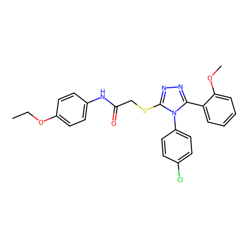 2-{[4-(4-chlorophenyl)-5-(2-methoxyphenyl)-4H-1,2,4-triazol-3-yl]sulfanyl}-N-(4-ethoxyphenyl)acetamide structure