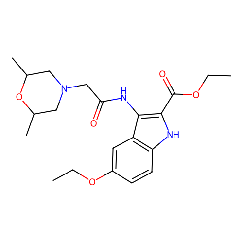 Ethyl 3-[[2-(2,6-dimethylmorpholin-4-yl)acetyl]amino]-5-ethoxy-1H-indole-2-carboxylate structure
