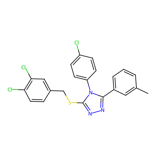 4-(4-chlorophenyl)-3-[(3,4-dichlorophenyl)methylsulfanyl]-5-(3-methylphenyl)-1,2,4-triazole structure
