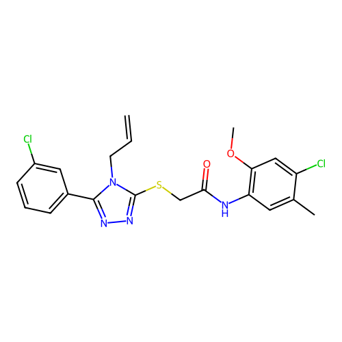 N-(4-chloro-2-methoxy-5-methylphenyl)-2-{[5-(3-chlorophenyl)-4-(prop-2-en-1-yl)-4H-1,2,4-triazol-3-yl]sulfanyl}acetamide structure