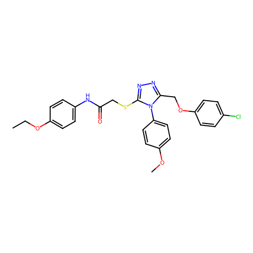 2-((5-((4-chlorophenoxy)methyl)-4-(4-methoxyphenyl)-4H-1,2,4-triazol-3-yl)thio)-N-(4-ethoxyphenyl)acetamide structure