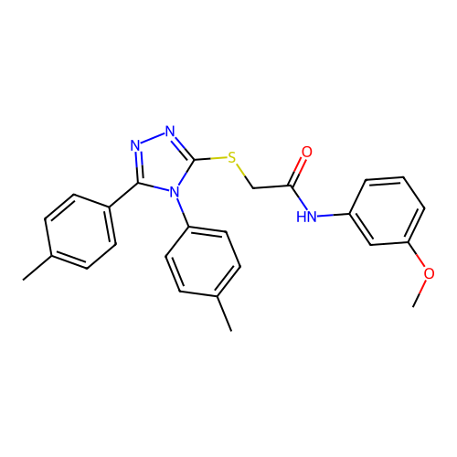 2-[[4,5-bis(4-methylphenyl)-1,2,4-triazol-3-yl]sulfanyl]-N-(3-methoxyphenyl)acetamide structure