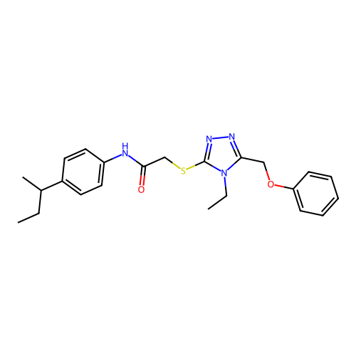 N-[4-(butan-2-yl)phenyl]-2-{[4-ethyl-5-(phenoxymethyl)-4H-1,2,4-triazol-3-yl]sulfanyl}acetamide structure