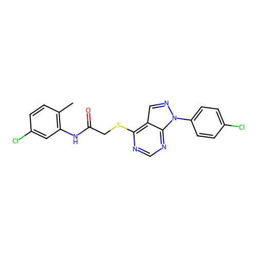 N-(5-chloro-2-methylphenyl)-2-((1-(4-chlorophenyl)-1H-pyrazolo[3,4-d]pyrimidin-4-yl)thio)acetamide structure