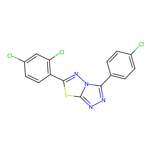 3-(4-chlorophenyl)-6-(2,4-dichlorophenyl)-[1,2,4]triazolo[3,4-b][1,3,4]thiadiazole structure