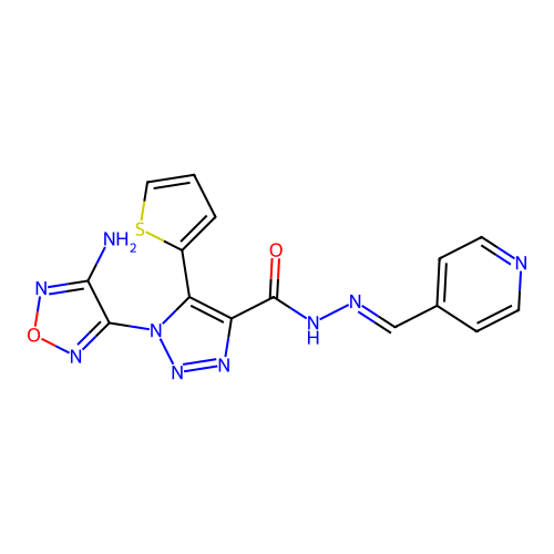 (E)-1-(4-amino-1,2,5-oxadiazol-3-yl)-N'-(pyridin-4-ylmethylene)-5-(thiophen-2-yl)-1H-1,2,3-triazole-4-carbohydrazide structure