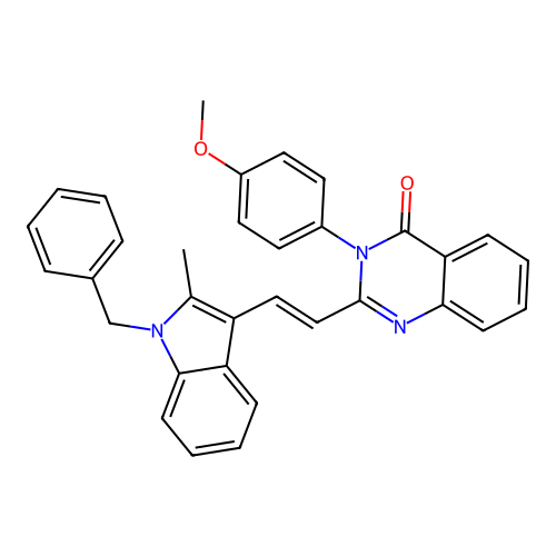 2-[(E)-2-(1-benzyl-2-methylindol-3-yl)ethenyl]-3-(4-methoxyphenyl)quinazolin-4-one structure